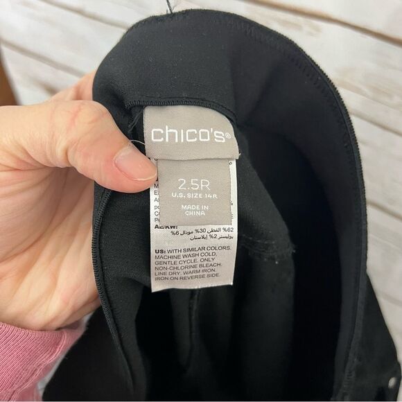 Chicos Black Corduroy Stretch Waist Straight Leg Pants 2.5 - Picture 5 of 5